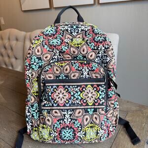 Vera Bradley Campus Backpack XL Zippers Pockets All Over Print Paisley  Festival